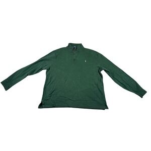 Polo Ralph Lauren Sweater Men's Large Green Quarter Zip Custom Fit Pullover Mock
